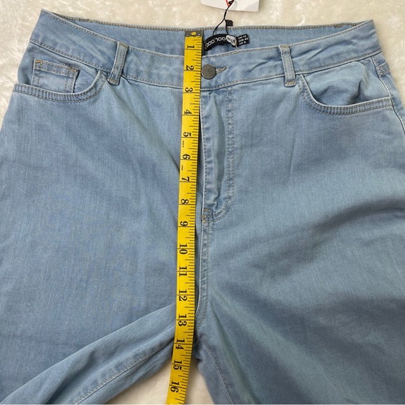 BooHoo Blue High Waist Back Rip Light Blue Jeans Size 8 - Picture 11 of 13